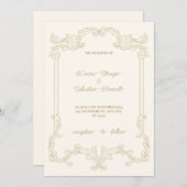 Beige Classic  Lijst bruiloft uitnodiging (Voorkant / Achterkant)