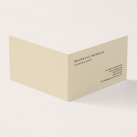 Beige Classical Plain Professional Visitekaartje (Buitenkant)