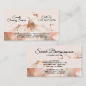 Beige Classy Maid Cleaning Services Watercolor Visitekaartje (Voorkant / Achterkant)