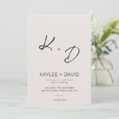 Beige Classy Wedding Invitation Minimal Kaart (Staand voorkant)