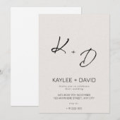 Beige Classy Wedding Invitation Minimal Kaart (Voorkant / Achterkant)