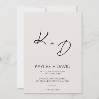 Beige Classy Wedding Invitation Minimal Kaart
