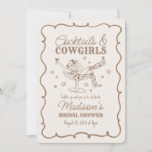 Beige Cocktail en Cowgirl Nashville Vrijgezellenfe Kaart (Voorkant)