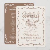 Beige Cocktail en Cowgirls Nash Bash Bachelorette Kaart (Voorkant / Achterkant)