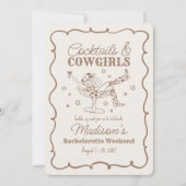Beige Cocktail en Cowgirls Nash Bash Bachelorette Kaart (Voorkant)