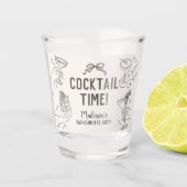 Beige Cocktail Party Retro Bachelorette Favorieten Shot Glas (Voorkant)