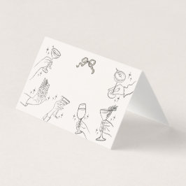 Beige Cocktail Party Retro Tafel Plaats Kaarten