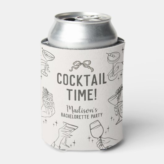 Beige Cocktail Party Retro Trouwjurk Favorieten Blikjeskoeler (Blikje Voorkant)