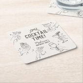 Beige Cocktail Party Retro Verjaardagsfeest Kartonnen Onderzetters (Schuin)
