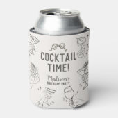 Beige Cocktail Party Retro Verjaardagsgunsten Blikjeskoeler (Blikje Voorkant)