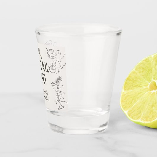 Beige Cocktail Party Retro Verjaardagsgunsten Shot Glas (Rechts)