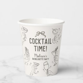 Beige Cocktailparty Retro Meisjesfeest Papieren Bekers