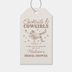 Beige Cocktails en Cowgirls Bruidsfeest Favoriet Cadeaulabel
