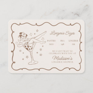 Beige Cocktails en Cowgirls Lingerie Maten Invoege Informatiekaartje