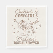 Beige Cocktails en Cowgirls Rodeo Bruidsfeestje Servet (Voorkant)