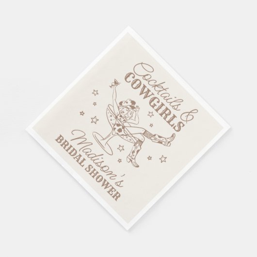 Beige Cocktails en Cowgirls Rodeo Bruidsfeestje Servet (Hoek)