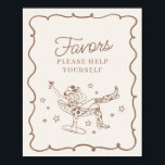 Beige Cocktails en Cowgirls Rodeo Favors Sign Poster<br><div class="desc">Maak je klaar om je bruid in echte Nashville-stijl te vieren met dit Cocktails en Cowgirls-Collectie! Met een chique cowgirl die loungt in een cocktailglas en neutrale beige en bruine accenten, geeft het Nashville Girls Night-vibes. Pak je laarzen en je besties, want dit wordt een feest om te onthouden! ★...</div>