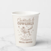 Beige cocktails en cowgirls rodeo Vrijgezellenfees Papieren Bekers (Achterkant)