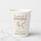 Beige cocktails en cowgirls rodeo Vrijgezellenfees Papieren Bekers (Voorkant)