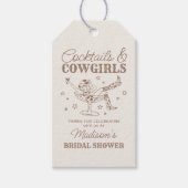 Beige cocktails en cowgirls Vrijgezellenfeest guns Cadeaulabel (Voorkant)