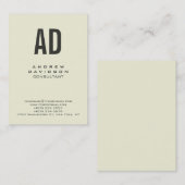 Beige Color Trendy Vertical Monogram Visitekaartje (Voorkant / Achterkant)