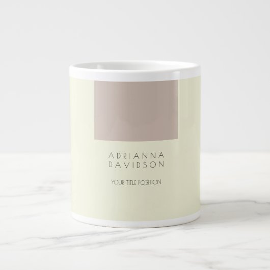 Beige Color White Trendy Minimalist Grote Koffiekop (Voorkant)