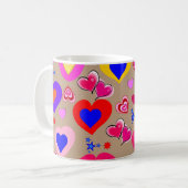 Beige Colorful Hearts Mok (Voorkant links)
