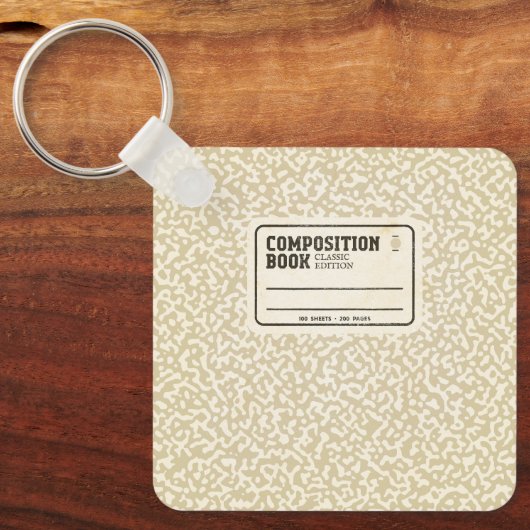Beige Composition Notitieboek Sleutelhanger (Voorkant)