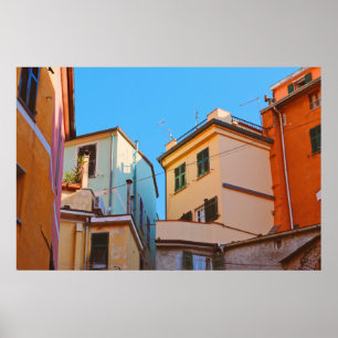 BEIGE CONCRETE HOUSE BESIDE BROWN HUUSE POSTER