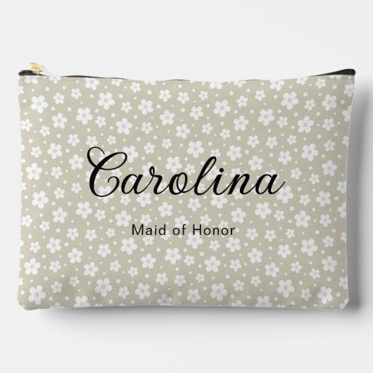 Beige Confetti Bloemen Bruidsmeisje Etui (Voorkant)