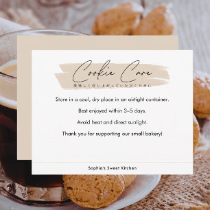 Beige Cookie Verzorgingsinstructies Minimalistisch Bedankkaart