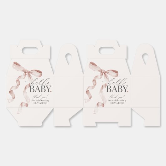Beige Coquette Boog Meisje Baby shower Gift Bedankdoosjes (Ongevouwen)