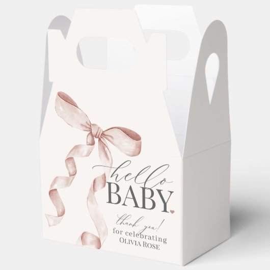 Beige Coquette Boog Meisje Baby shower Gift Bedankdoosjes (Open)