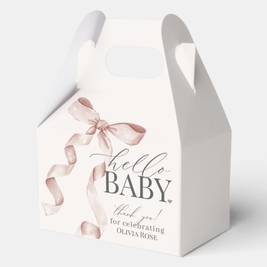Beige Coquette Boog Meisje Baby shower Gift Bedankdoosjes (Achterkant)