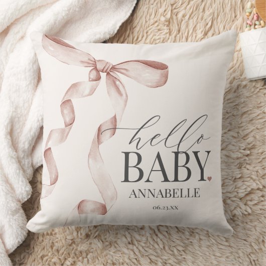 Beige Coquette Boog Meisje Baby shower Gift Kussen (Deken)