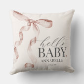 Beige Coquette Boog Meisje Baby shower Gift Kussen (Achterkant)