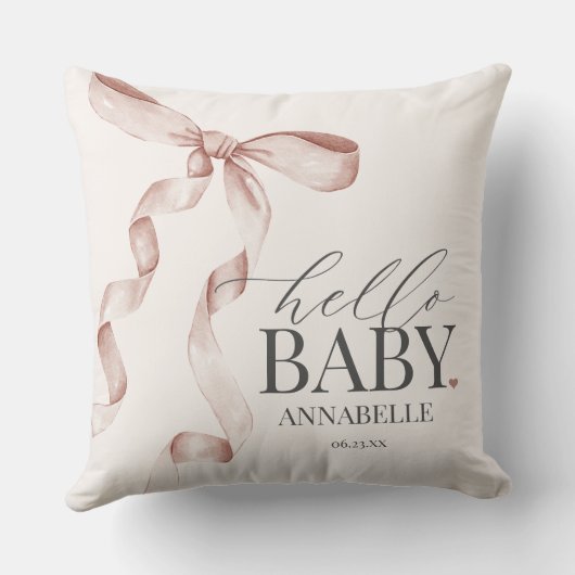 Beige Coquette Boog Meisje Baby shower Gift Kussen (Achterkant)
