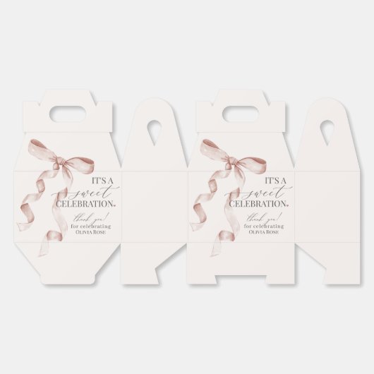 Beige Coquette Boog Meisje Verjaardagsfeestje Gift Bedankdoosjes (Ongevouwen)