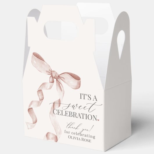 Beige Coquette Boog Meisje Verjaardagsfeestje Gift Bedankdoosjes (Open)