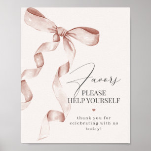 Beige Coquette Bow geeft de voorkeur aan een feest Poster