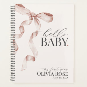 Beige Coquette Bow Girl Baby Gift Mijn eerste jaar Planner