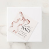 Beige Coquette Bow Girl Baby shower Bedankjes Labels (In situ)