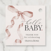 Beige Coquette Bow Girl Baby shower Bedankjes Labels (Achterkant)