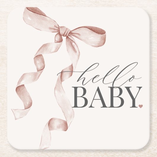 Beige Coquette Bow Girl Baby shower Decor Kartonnen Onderzetters (Voorkant)