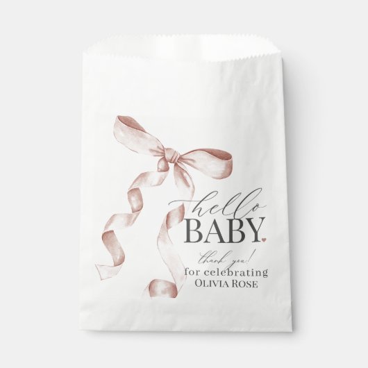 Beige Coquette Bow Girl Baby shower Dessert Bedankzakje (Voorkant)