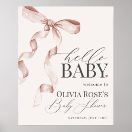 Beige Coquette Bow Girl Baby shower Welkomstbord Poster