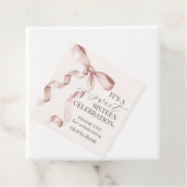 Beige Coquette Bow Girl Sweet 16 Verjaardagsfeest Bedankjes Labels (In situ)