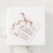 Beige Coquette Bow Girl Verjaardagsfeestje Bedankjes Labels (In situ)