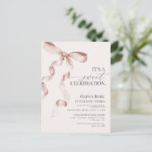 Beige Coquette Bow Girl Verjaardagsfeestje Uitnodi Briefkaart (Staand voorkant)