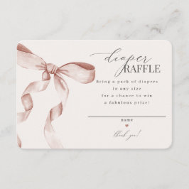Beige Coquette Bow Luier Raffle uitnodiging insert Informatiekaartje
